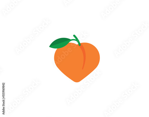 Peach vector emoticon. Peach emoji illustration. Color peach icon