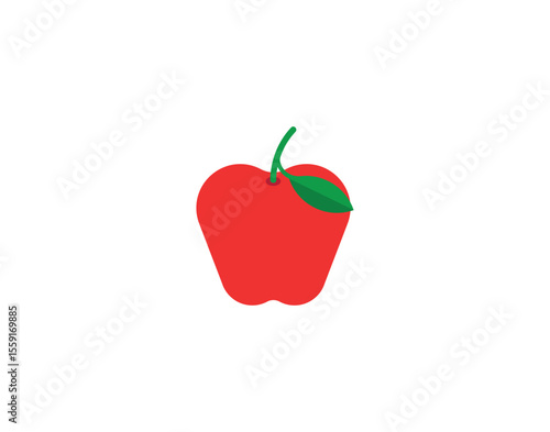 Red apple vector emoticon. Apple emoji illustration. Color apple icon