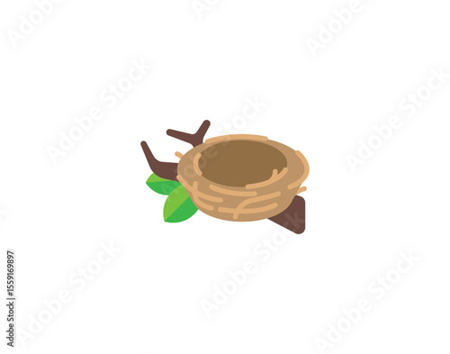 Bird nest emoji icon. Vector Nest emoticon. Nest icon