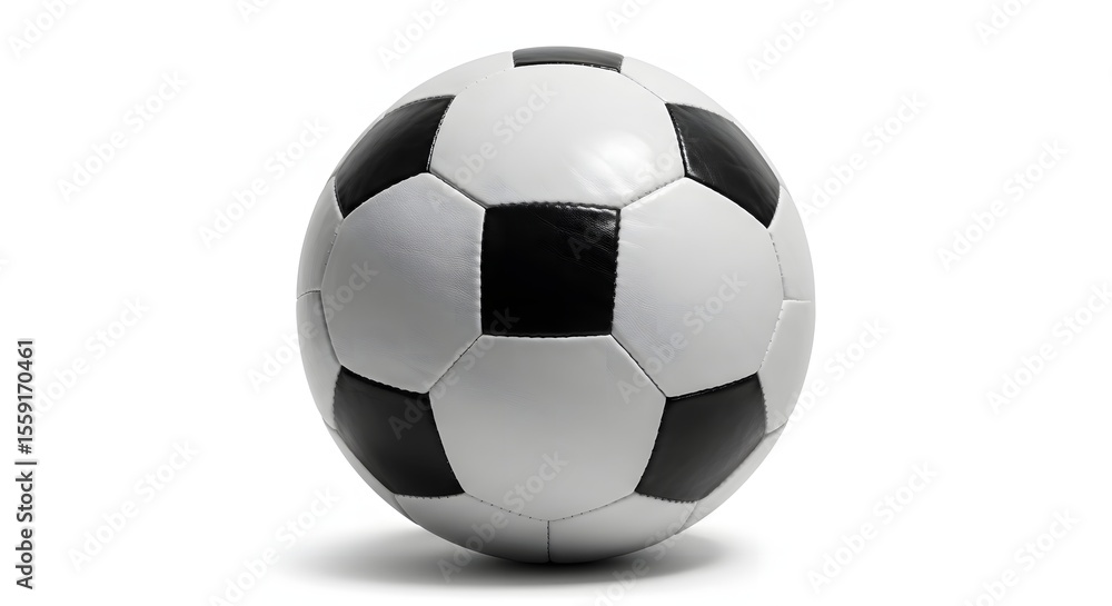 Naklejka premium Classic Black and White Soccer Ball Isolated on White Background for Sports and Competition