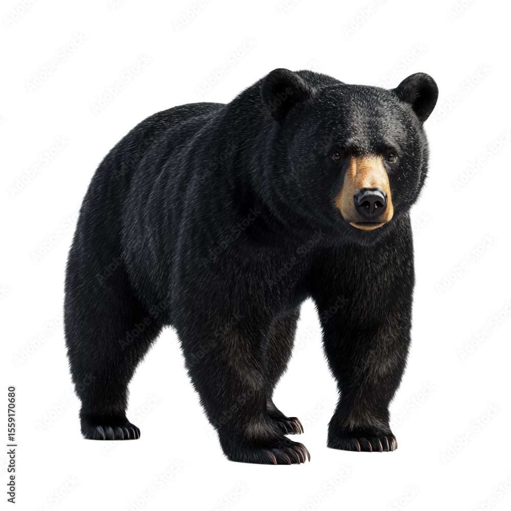 Fototapeta premium Majestic black bear standing on black background powerful predator wild animal wildlife nature