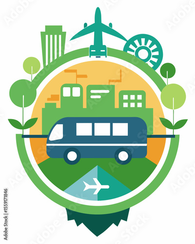 A company offers incentives for employees who use public transportation or carpool to work.. Vector illustration