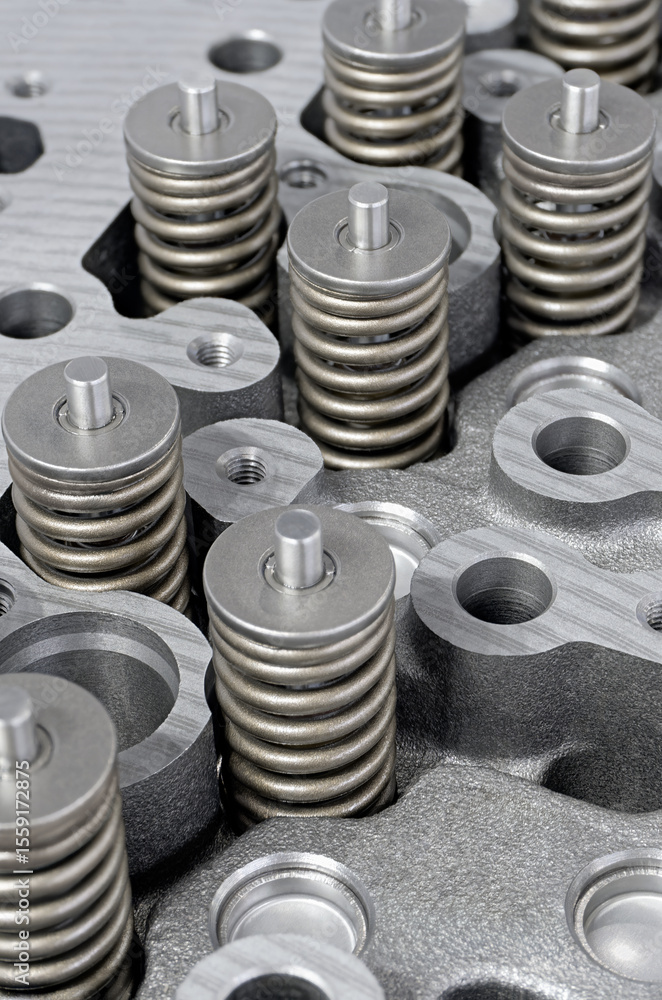Obraz premium Cylinder head of an internal combustion engine with the cover removed
