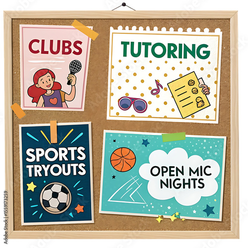 Wallpaper Mural Bulletin board with extracurricular activities ads Torontodigital.ca