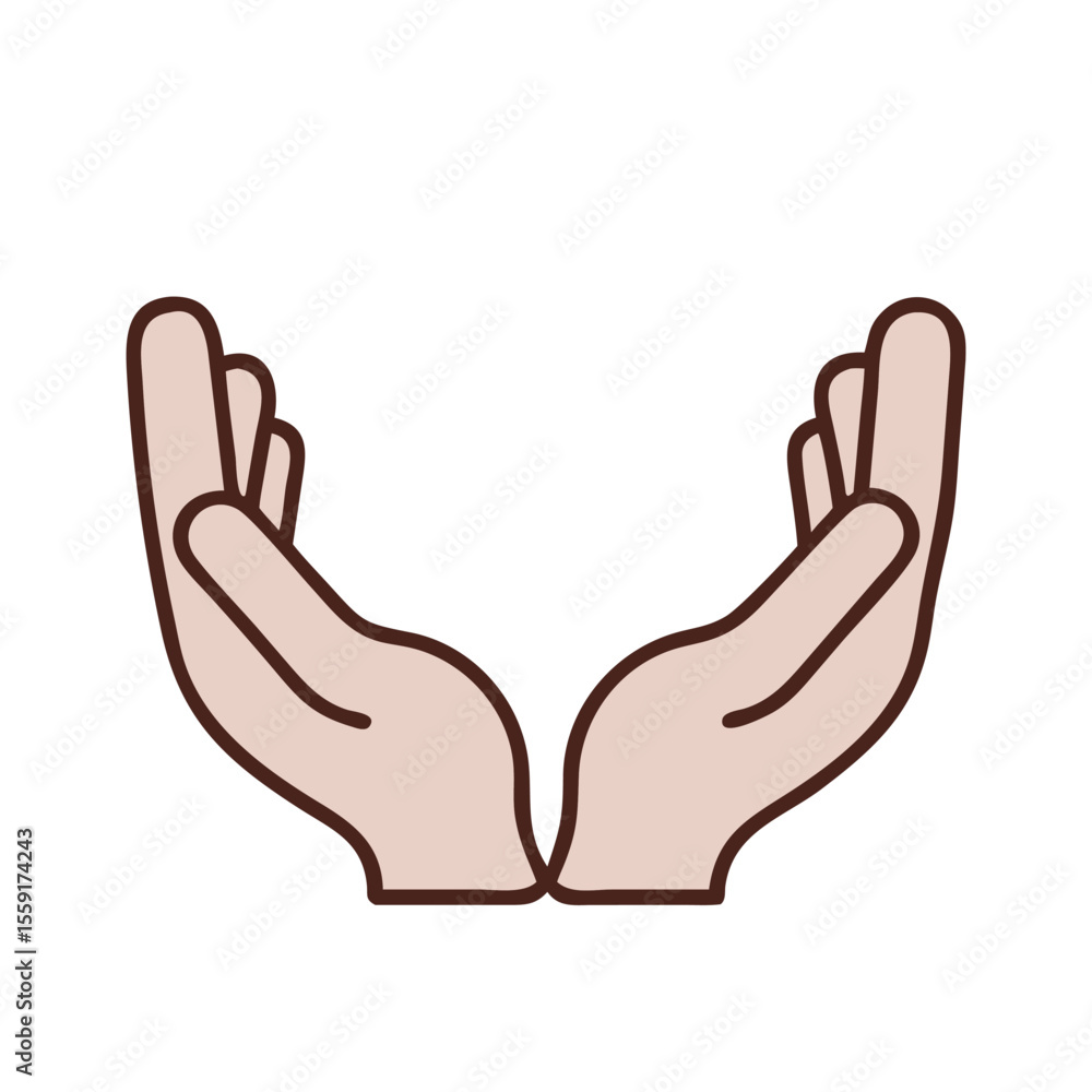 Fototapeta premium Two cupped hands holding something unseen open palms