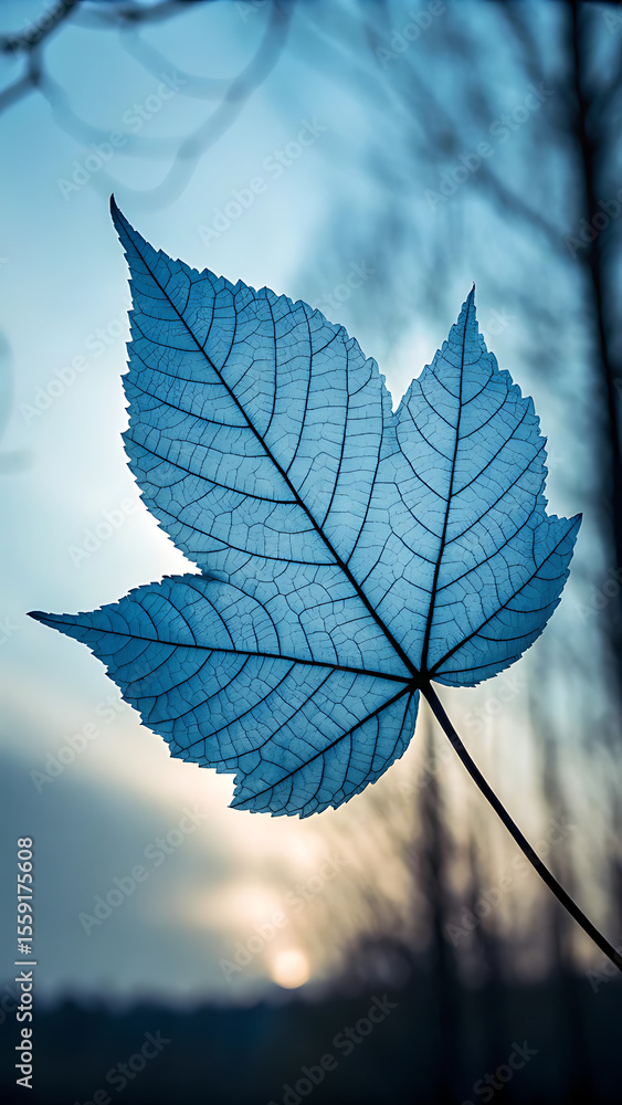 Fototapeta premium autumn leaves on blue background