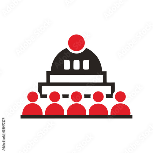 auditorium icon with rows of people public Assem vector art