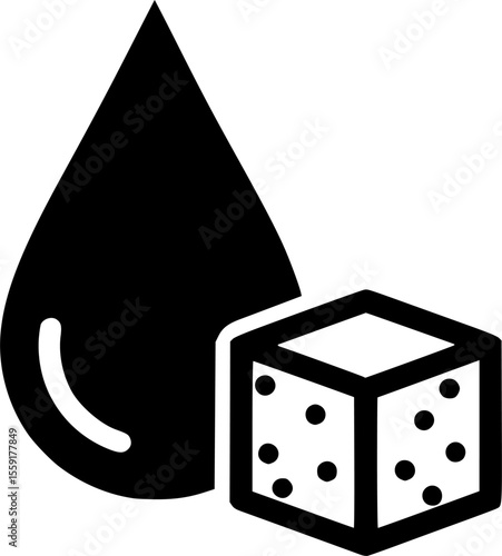 Blood sugar vector icon. Glucose level symbol with blood drop and sugar cube. Medical or diabetes-related sign. Black outline isolated on white background.