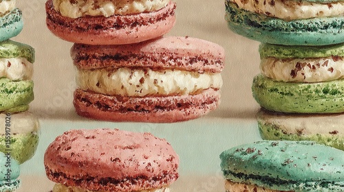   A painting of a stack of macaroni and cheese