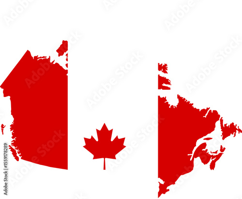 Map with flag of Canada