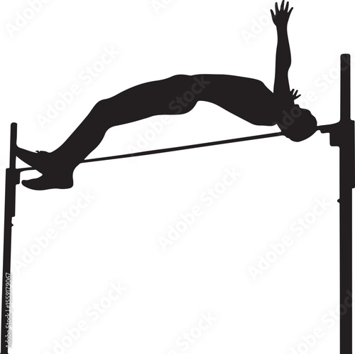 Silhouette of athlete performing high jump over the bar in athletics competition