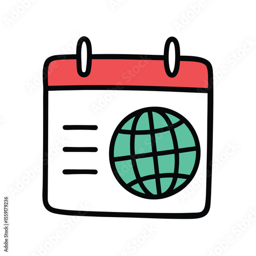 desktop calendar with globe icon