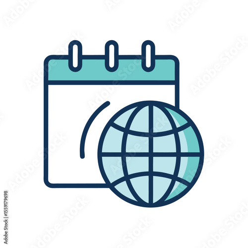 calendar and globe icon scheduled global event 