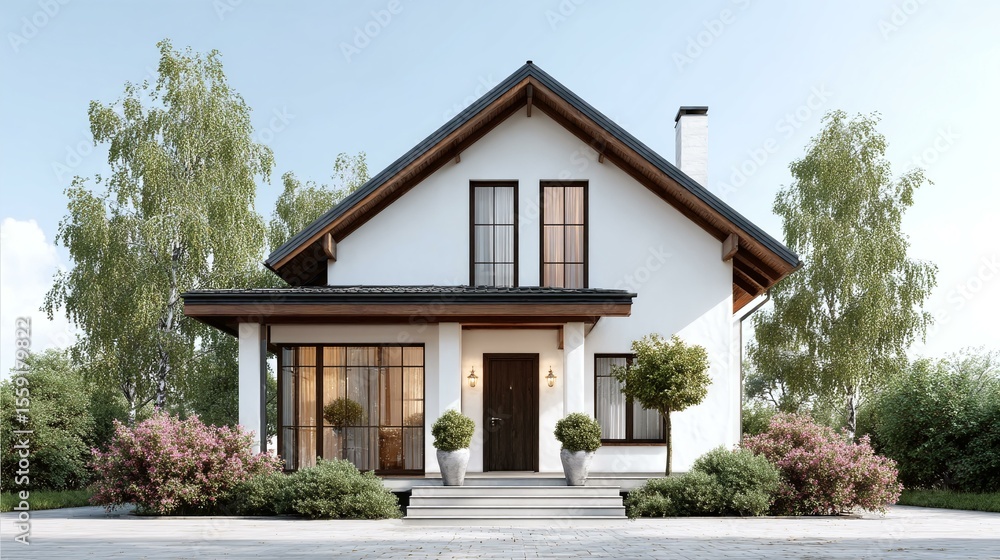 Modern House Exterior Design Illustration Modern House Exterior Design Illustration