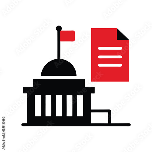 vector illustration of flag and document icons governmental assembly