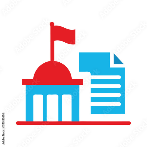 vector illustration of  flag and document icons governmental 