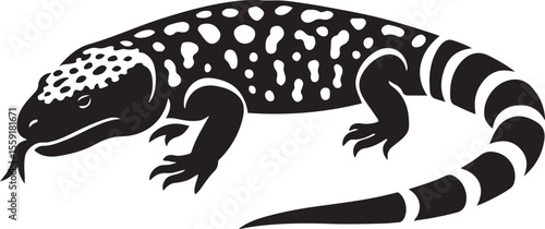 Minimalist gila monster icon for graphic use, Clean vector reptile silhouette art
