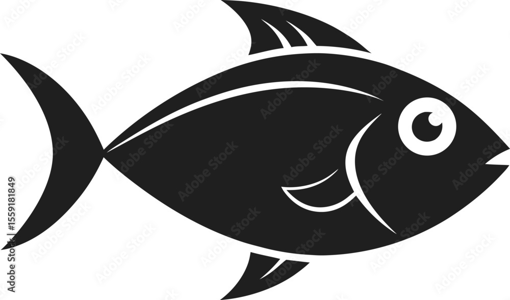 Obraz premium Simple black fish silhouette design suitable for various aquatic related themes and concepts