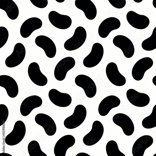Abstract Vector Bean Pattern: Black and White Seamless Design