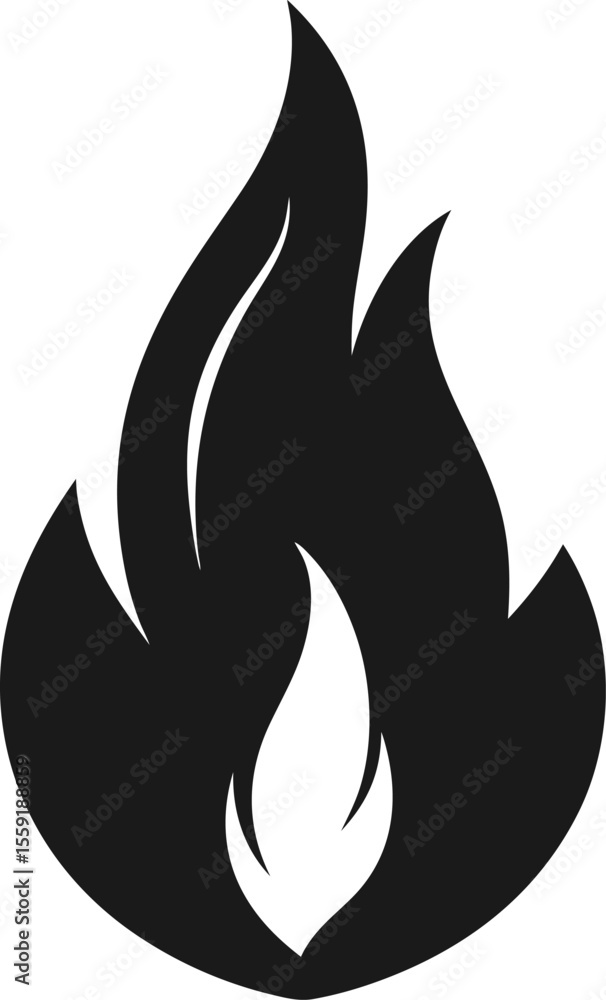 Fiery Flame Icon Black and White Graphic Design Element Fiery Flame Icon Black and White Graphic Design Element