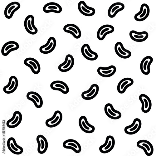 Abstract Black and White Bean Pattern Seamless Repeat Texture