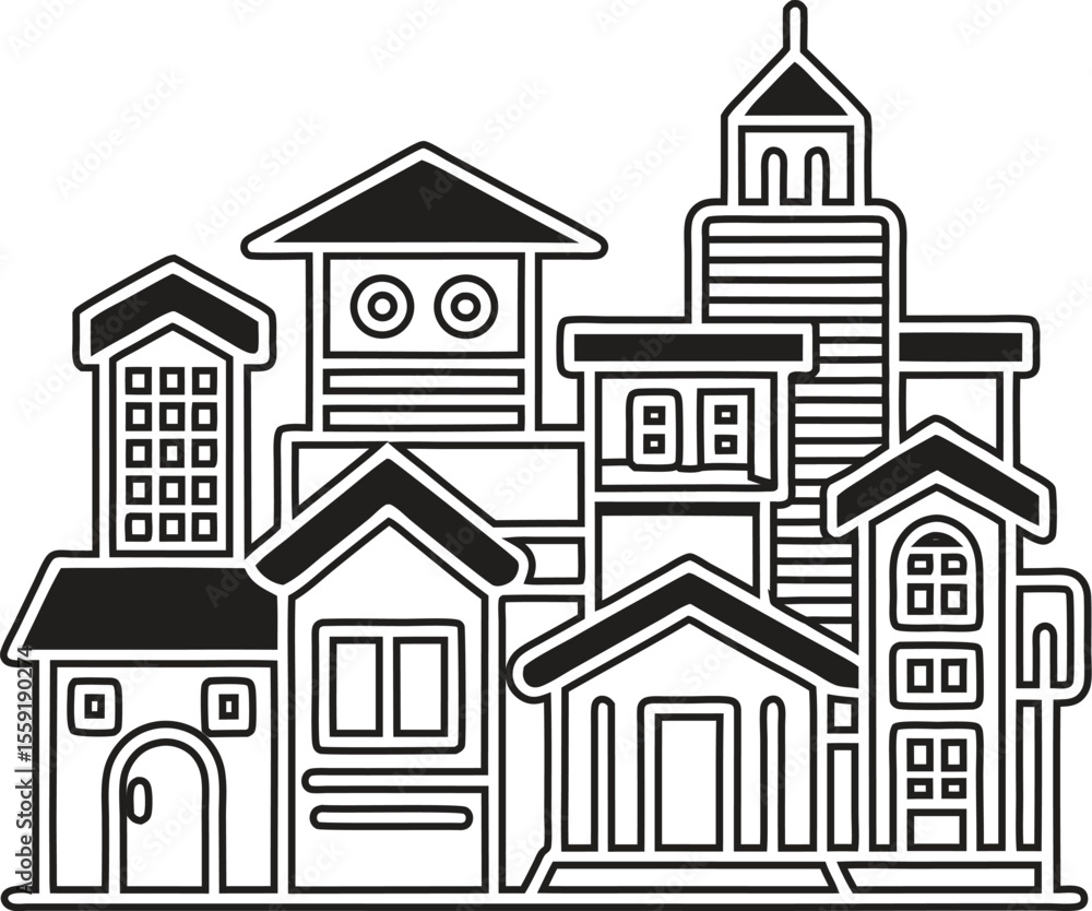 Cityscape Illustration A Collection of Diverse Architectural Styles Cityscape Illustration A Collection of Diverse Architectural Styles