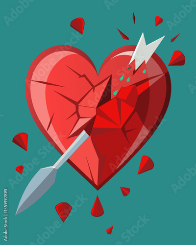The victims heart was shattered pieces tered like broken shards of a knife all from the attackers sharp words.. Vector illustration