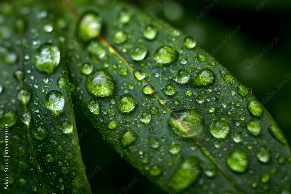Rain Droplets on Leaf Rain Droplets on Leaf