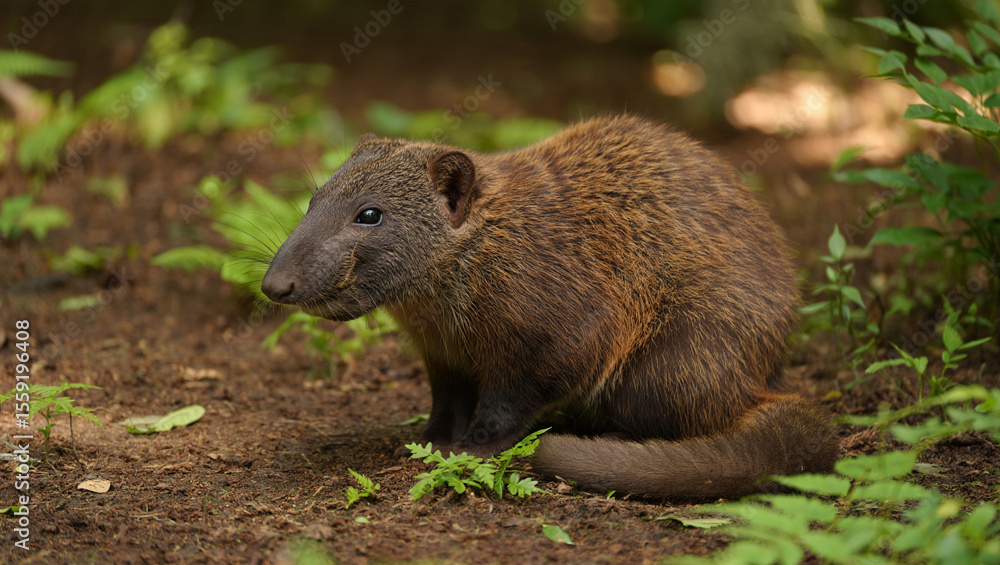 Naklejka premium Brown furry animal in forest nature