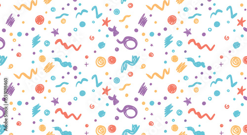 Colorful Playful Abstract Seamless Doodle Pattern