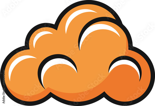 A fluffy orange cloud with a black outline, isolated on white background