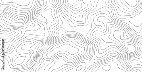 Abstract topographic map contour, white background and black wave lines pattern texture. geographic contour map grid backdrop paper texture. terrain path isolated on a background.
