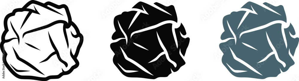 Obraz premium Crumpled paper ball vector illustration set for design element and creative project and icon and logo editable vector illustration with png format