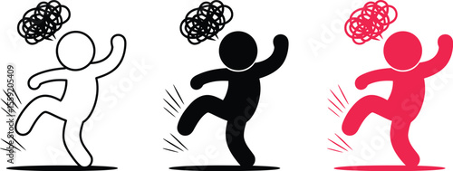 Stick figure tripping falling accident concept illustration danger risk stumble hazard caution alert 100 editable vector illustration with png format