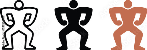 Vector illustration of strong man pose icon design for fitness gym workout or bodybuilder logo template editable vector illustration with png format