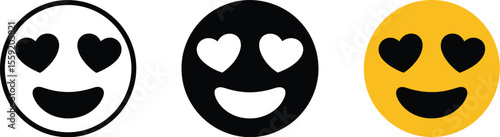 Heart eyes emoji vector illustration set for social media expression and graphic design resources use editable vector illustration with png format