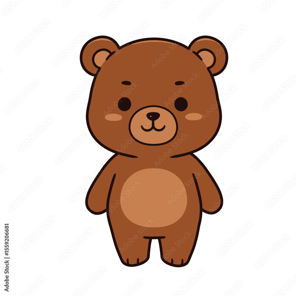 Simple Cute Brown Bear Standing Cartoon Vector Illustration Simple Cute Brown Bear Standing Cartoon Vector Illustration