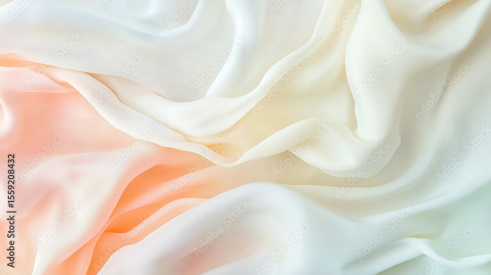 Obraz premium Soft and flowing silk fabric with a gradient of colors showing delicate textures in warm light