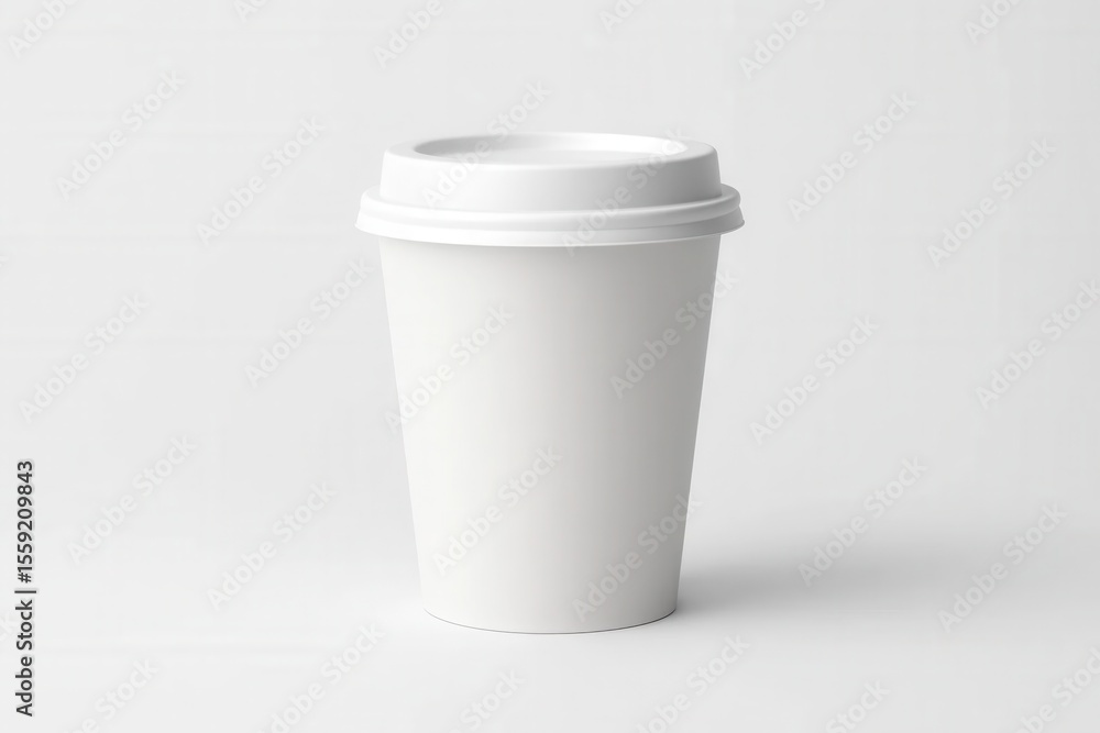 A white paper cup with a lid on a white surface A white paper cup with a lid on a white surface