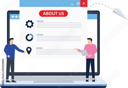 Vector flat illustration of web UI-UX design. Web development concept. Team designers creating functional web interface design for website.

