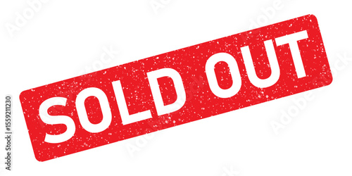 Sold Out rubber stamp red ink grunge seal dusty grainy effect sign symbol selling business product out of stock store advertisement marketing buyer purchase