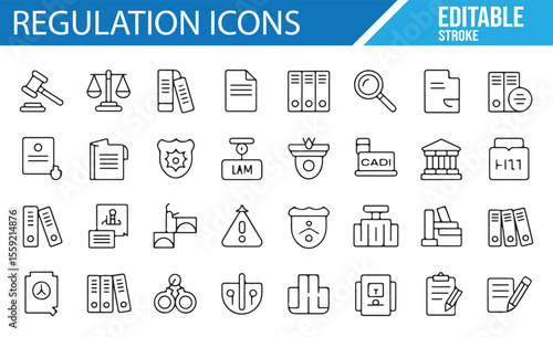 Justice and Regulation Icons for Legal, Compliance, and Security Themes