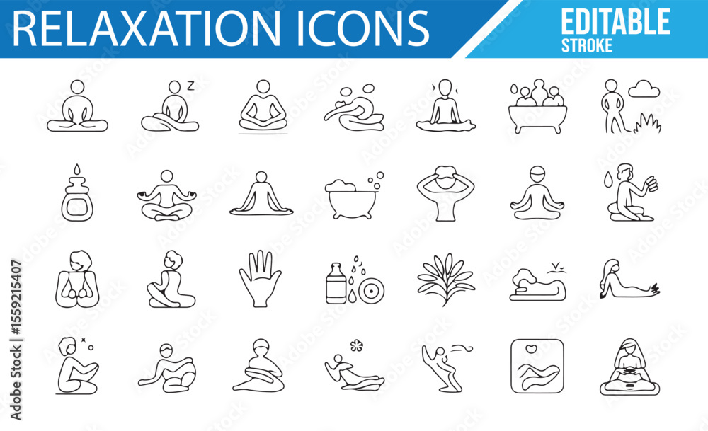 Calm, Peace, and Yoga Icons for Mental Health, Relaxation, and Well-being Calm, Peace, and Yoga Icons for Mental Health, Relaxation, and Well-being