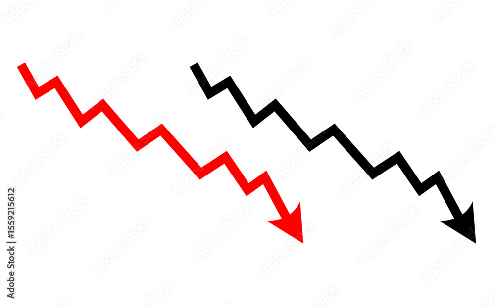 Red arrow graph, business stock market investment down fall direction loss stock market crash Red arrow graph, business stock market investment down fall direction loss stock market crash