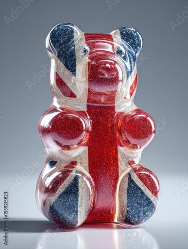 Wallpaper Mural Union Jack Gummy Bear with Transparent Glossy Finish on Clean Studio Background Torontodigital.ca