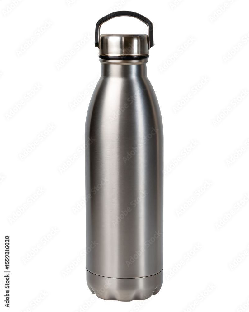 Eco-Friendly Metal Water Bottle with Screw Cap — Transparent Background png Eco-Friendly Metal Water Bottle with Screw Cap — Transparent Background png