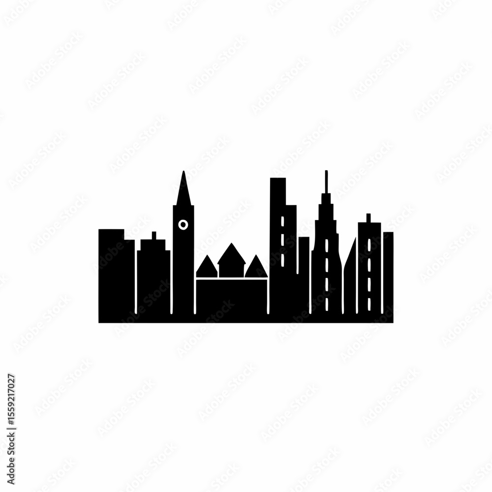 Naklejka premium unique City skyline silhouettes vector silhouette illustration isolated on white background