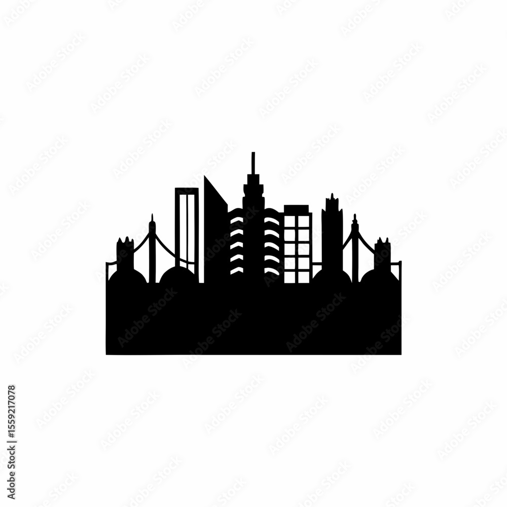 Naklejka premium unique City skyline silhouettes vector silhouette illustration isolated on white background