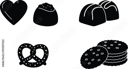 Cookies, Pretzels, and Candies in a Whimsical Graphic Display