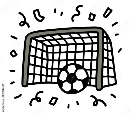 Soccer Goal and Ball Doodle Sports Icon